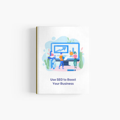 Illustration of people discussing SEO strategies.