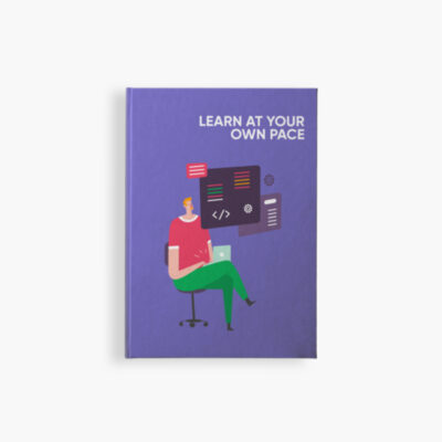 Illustration of person learning coding independently.