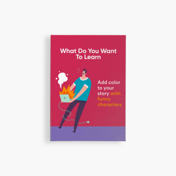 Person surprised by flaming laptop illustration.