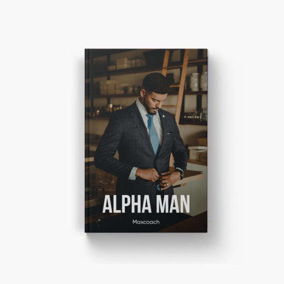 Book cover titled "Alpha Man" with man in suit.